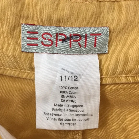VTG Esprit high waisted shorts Sz 11/12 Cotton twill mustard yellow Excellet con - Picture 5 of 10